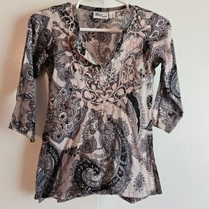 Raj Kids Bohemian Ethnic Inspired Tunic Pink/Grey/Black - Size 1-2 Year